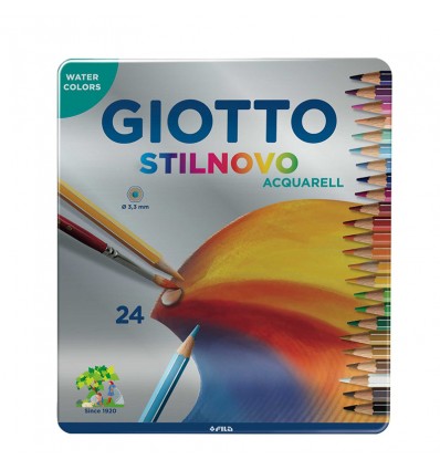 Набор цветных карандашей Glotto Stilnovo Acquarell, 3,3мм, 24 цвета в металлической коробке