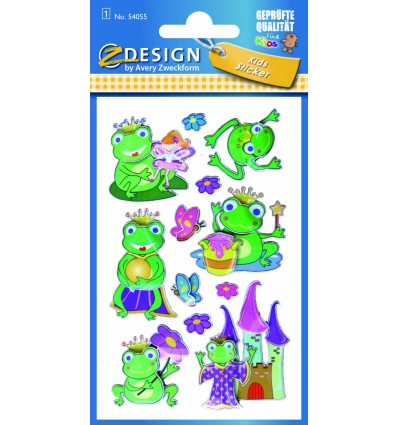 Стикеры с 3D эффектом Avery Zweckfrom Z-design для детей Царевна лягушка, 76x120 мм, 12 наклеек., 1 лист