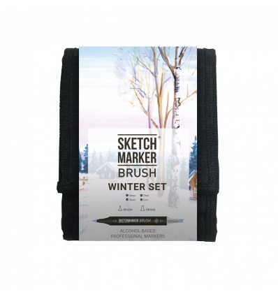 Набор маркеров SKETCHMARKER BRUSH Winter set (ЗИМА), 2 пера (долото и кисть), 12 цветов в сумке-органайзере