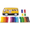 Набор фломастеров с клипом FABER-CASTELL Connector School Bus, 33 цвета, 10 клипов, метал. коробка
