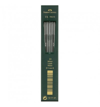 Грифели для цанговых карандашей Faber-Castell TK 9071, B, 2,0мм., 10 штук/уп
