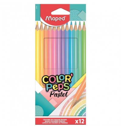 Карандаши цветные треугольные Maped COLOR PEPS PASTEL, 12 цветов (пастельные)