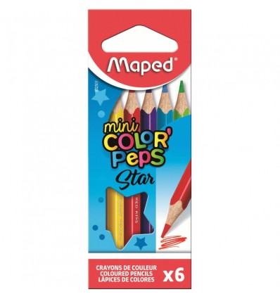 Карандаши цветные треугольные Maped mini Color'peps Star, 6 цветов (укороченные)