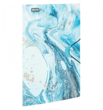 Папка на резинках Attache Selection Fluid, А4+ (230x318мм), пластиковая до 200 листов, (толщина обложки 0.45 мм), Серо-голубая