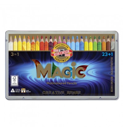 Набор карандашей с многоцветным грифелем Koh-I-Noor MAGIC 3408, 23 карандаша + 1 блендер