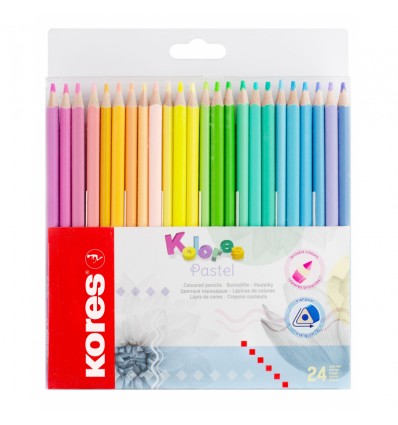 Карандаши трехгранные цветные Kores Kolores Pastel, 24 цвета (пастельные)