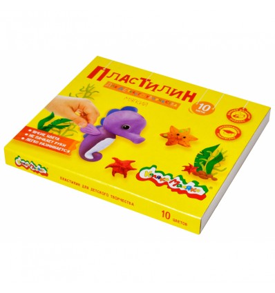 Пластилин для детского творчества Каляка-Маляка со стеком, 10 цветов, 150гр 