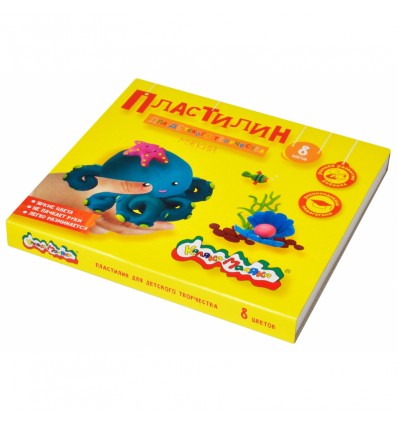 Пластилин для детского творчества Каляка-Маляка со стеком, 8 цветов, 120гр 
