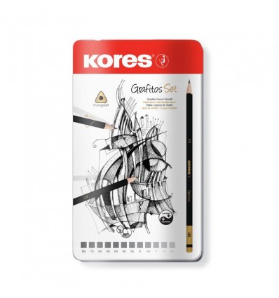 Набор чернографитных карандашей Kores Grafitos, 12 штук (8B - 2H)