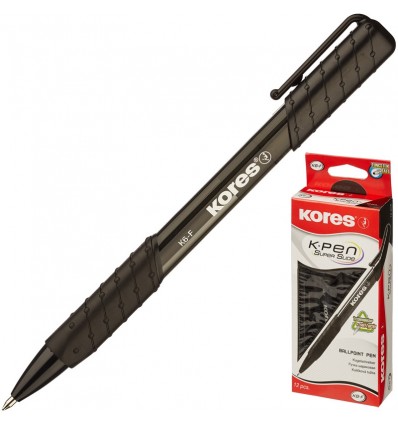 Ручка шариковая автоматическая Kores K6, 0.5 мм, черная