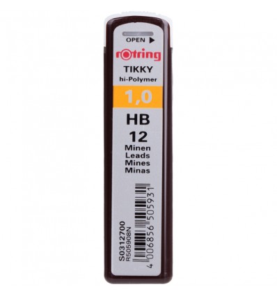 Стержни Rotring Tikky для механических карандашей, HB, 1.0 мм, 12шт/уп