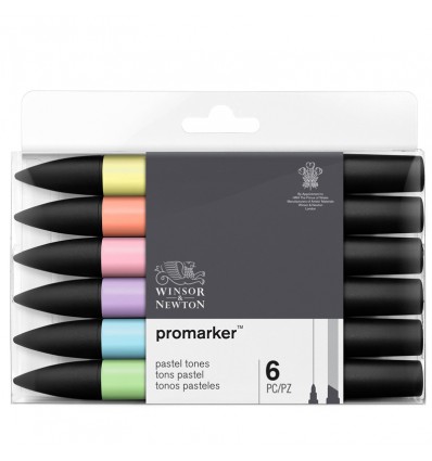 Набор маркеров двусторонних Promarker Winsor Newton, 6шт пастельные оттенки