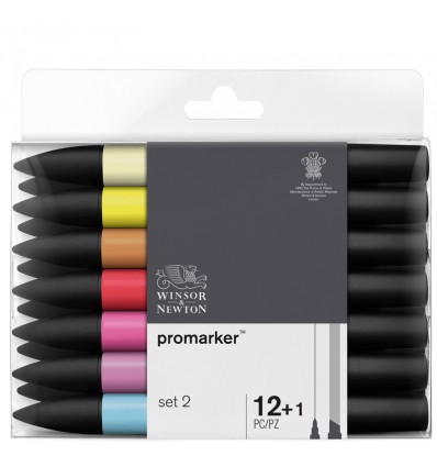 Набор маркеров двусторонних Promarker Winsor Newton №2, 12 пастельных оттенков