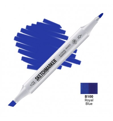 Маркер SKETCHMARKER двухсторонний, 2 пера ( долото и тонкое), Цвет: B100 Королевский синий (Royal Blue)