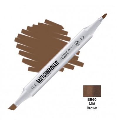 Маркер SKETCHMARKER двухсторонний, 2 пера ( долото и тонкое), Цвет: BR60 Средний коричневый (Mid Brown)