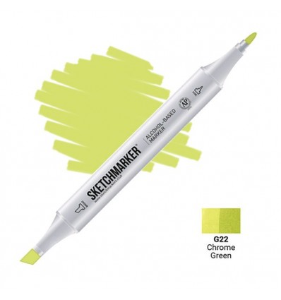 Маркер SKETCHMARKER двухсторонний, 2 пера ( долото и тонкое), Цвет: G22 Зелёный хром (Chrome Green)
