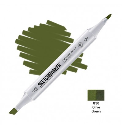 Маркер SKETCHMARKER двухсторонний, 2 пера ( долото и тонкое), Цвет: G30 Оливковый зеленый (Olive Green)