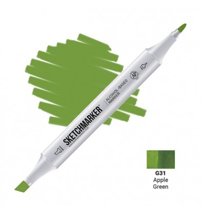 Маркер SKETCHMARKER двухсторонний, 2 пера ( долото и тонкое), Цвет: G31 Зеленое яблоко (Apple Green)