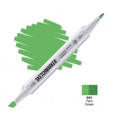 Маркер SKETCHMARKER двухсторонний, 2 пера ( долото и тонкое), Цвет: G91 Зеленый папоротник (Fern Green)