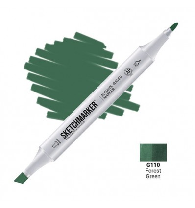 Маркер SKETCHMARKER двухсторонний, 2 пера ( долото и тонкое), Цвет: G110 Зеленый лес (Forest Green)