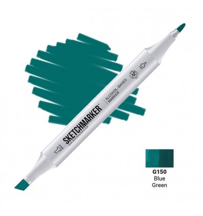 Маркер SKETCHMARKER двухсторонний, 2 пера ( долото и тонкое), Цвет: G150 Синевато-зеленый (Blue Green)