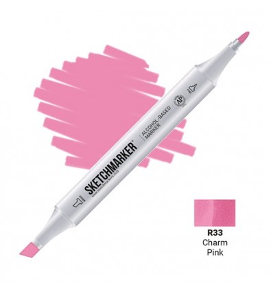 Маркер SKETCHMARKER двухсторонний, 2 пера (долото и тонкое), Цвет: R33 Очаровательный розовый (Charm Pink)