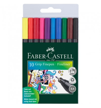 Капиллярные ручки трехгранные FABER-CASTELL Grip Finepen 10 цветов