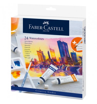 Акварель художественная Faber-Castell Watercolours в тубах, 24 цвета по 9мл.