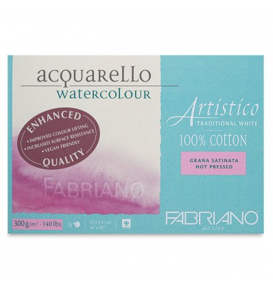 Альбом для акварели Fabriano Artistico Traditional White Satin 35,5x51см, 300гр., 15л., гладкая 100% хлопок, склейка 4 стор