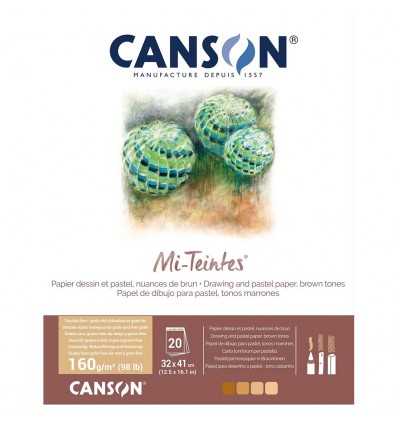 Альбом для пастели CANSON Mi-Teintes 32*41см, 160гр. 30л., 5 коричневых цветов, склейка