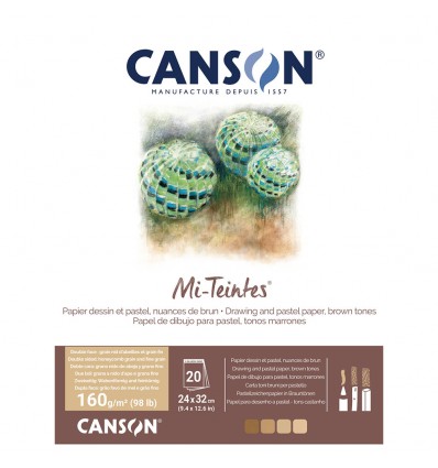 Альбом для пастели CANSON Mi-Teintes 24*32см, 160гр. 20л., 4 коричневых цветов, склейка