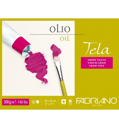 Альбом для масла Fabriano Tela 30*40см., 300гр., зерно холста 10л, склейка по 4 сторонам