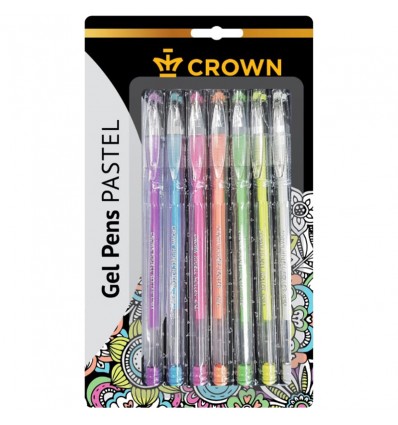 Набор гелевых ручек Crown Hi-Jell Pastel, 0.8мм, 7 пастельных цветов