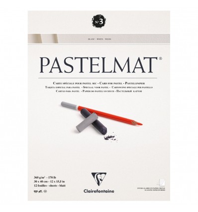 Альбом для пастели Clairefontaine Pastelmat, 300*400мм, 360гр., 12л., бархат белый, склейка