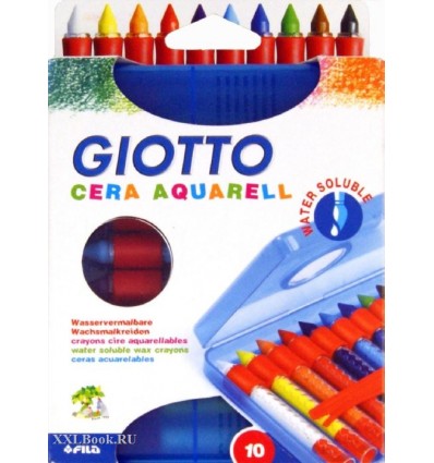 Восковые мелки GIOTTO CERA AQUARELL, 10 цветов c держателем в пластиковом пенале