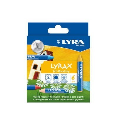 Восковые мелки LYRA LYRAX, 6 цветов