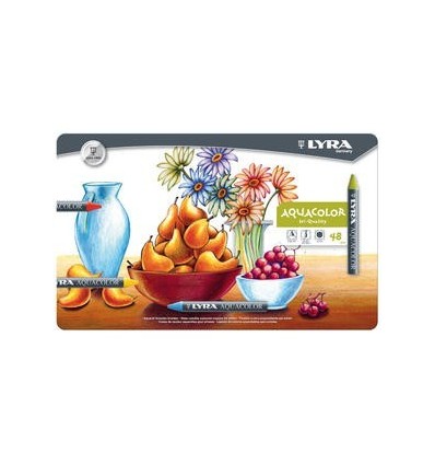 Восковые акварельные мелки Lyra Aquacolor, 48 цветов в металлической коробке 