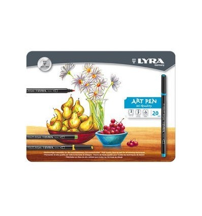 Набор фломастеров Lyra Hi-Quality Art Pen, 20 цветов в металлической коробке 