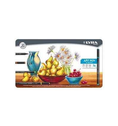 Набор фломастеров Lyra Hi-Quality Art Pen, 30 цветов в металлической коробке 