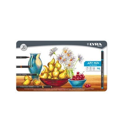 Набор фломастеров Lyra Hi-Quality Art Pen, 40 цветов в металлической коробке 