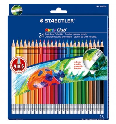 Набор цветных карандашей с ластиком STAEDTLER Noris Club, 24 цвета