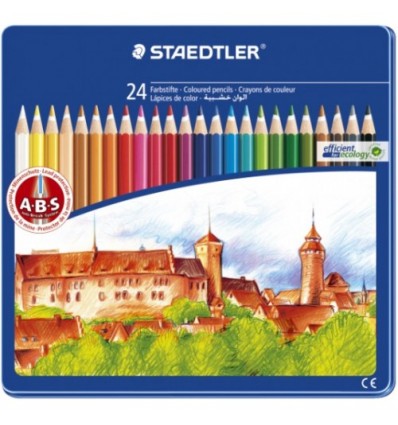 Набор цветных карандашей STAEDTLER Noris Club, 24 цвета в металлической коробке