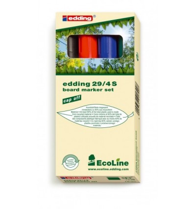 Набор перманентных маркеров EDDING E-22 EcoLine, скошенный наконечник, 1-5 мм, 4 цвета