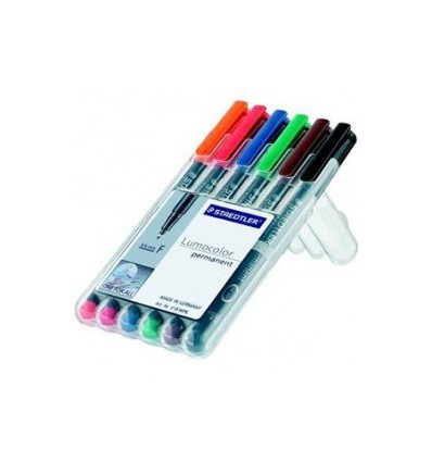 Набор перманентных маркеров STAEDTLER Lumocor S, 313WP, 6 цветов в пластиковом пенале, 0,6 мм 